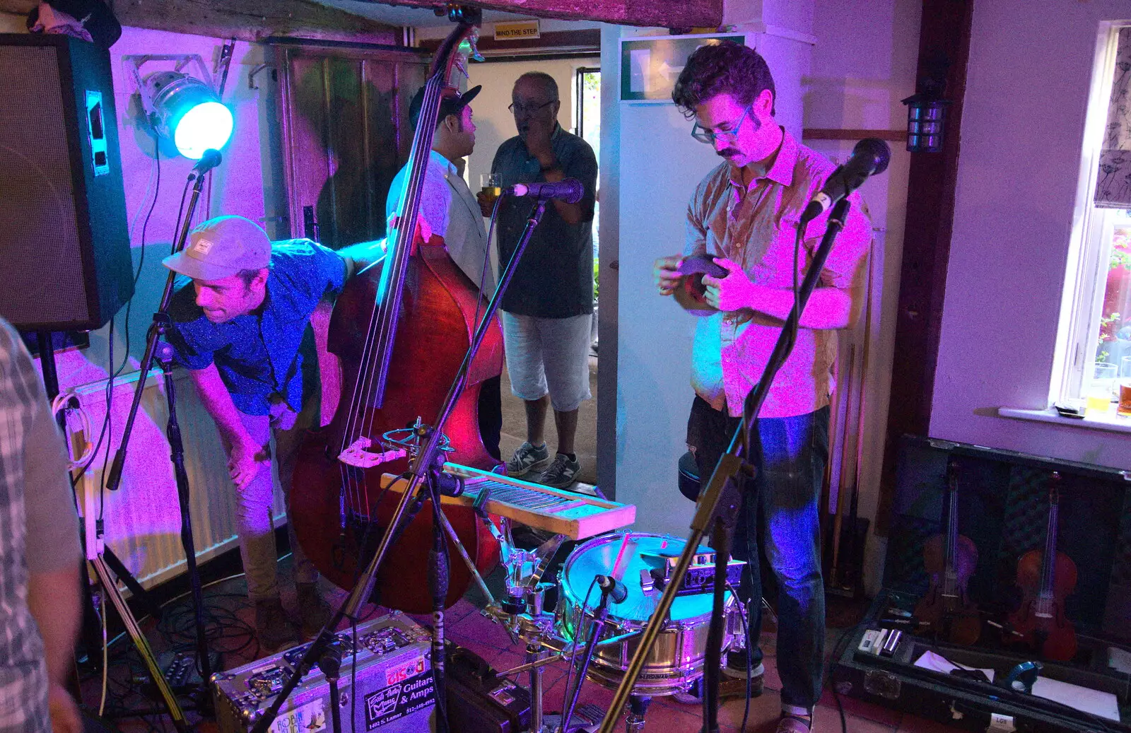 The Shivers set up, from The Whiskey Shivers at The Crown, Burston, Norfolk - 1st August 2018