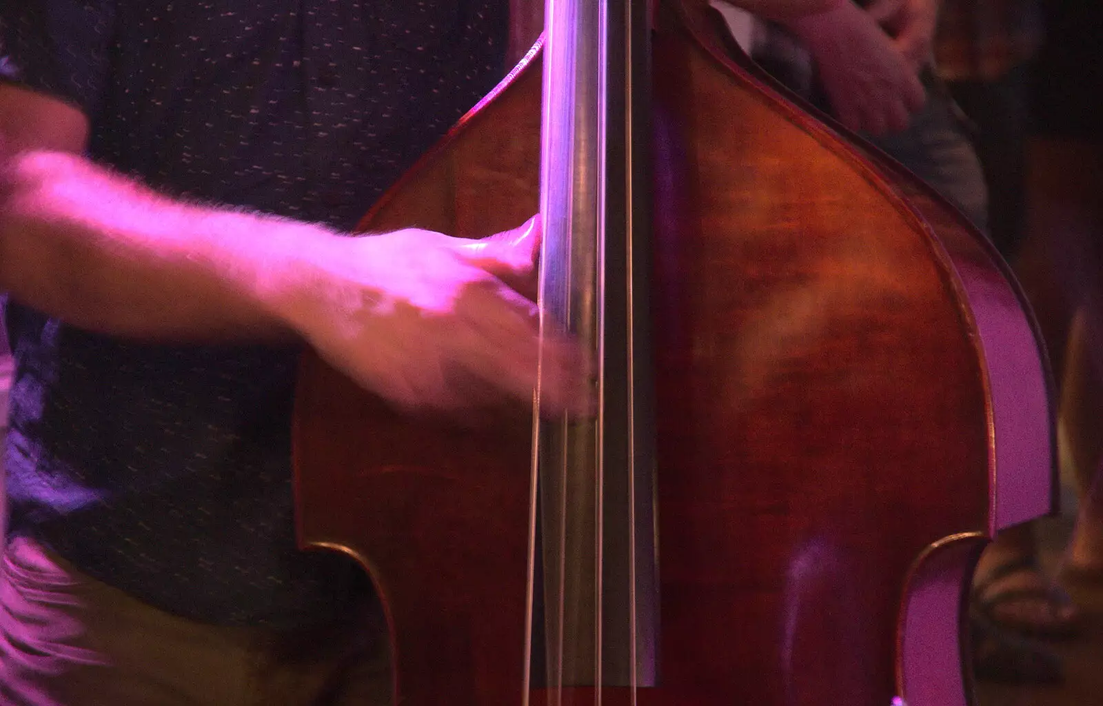 Crazy double-bass action, from The Whiskey Shivers at The Crown, Burston, Norfolk - 1st August 2018