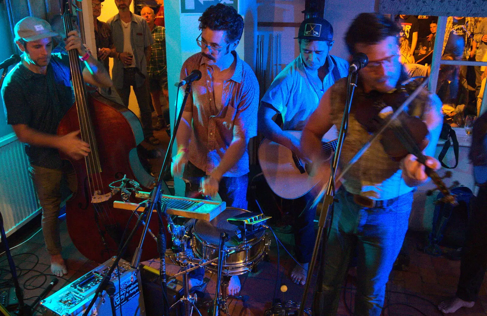 Joe Deuce in the rhythm section, from The Whiskey Shivers at The Crown, Burston, Norfolk - 1st August 2018