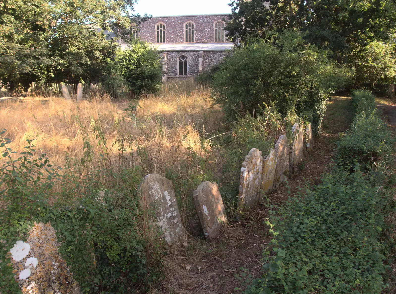 The gravestones are all lined up together, from A Trip to Da Gorls, Monkstown Farm, County Dublin, Ireland - 4th August 2018