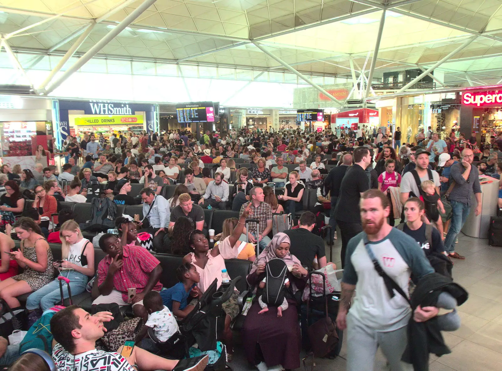 Stansted is obscenely heaving, from A Trip to Da Gorls, Monkstown Farm, County Dublin, Ireland - 4th August 2018