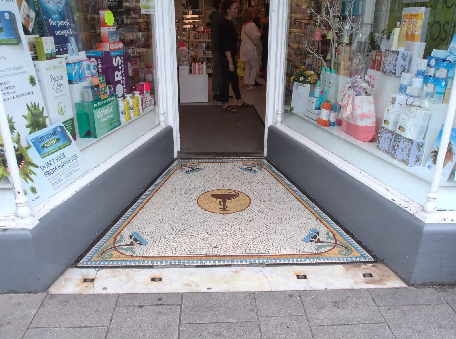 Nice old mosaic floor in a Dun Laoghaire pharmacy, from A Trip to Da Gorls, Monkstown Farm, County Dublin, Ireland - 4th August 2018