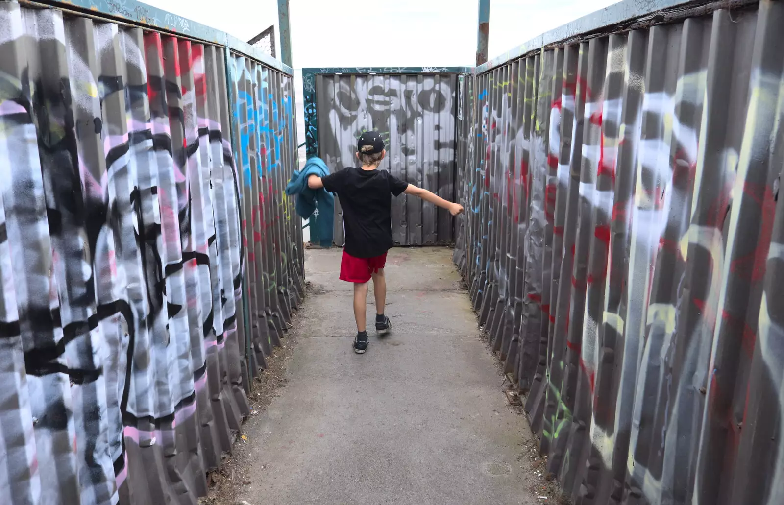 Fred on Graffiti Bridge, over the DART, from A Trip to Da Gorls, Monkstown Farm, County Dublin, Ireland - 4th August 2018