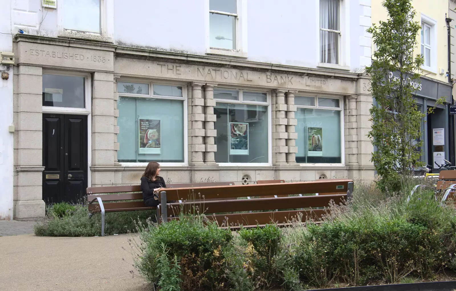 The National Bank building in Blackrock, from A Trip to Da Gorls, Monkstown Farm, County Dublin, Ireland - 4th August 2018