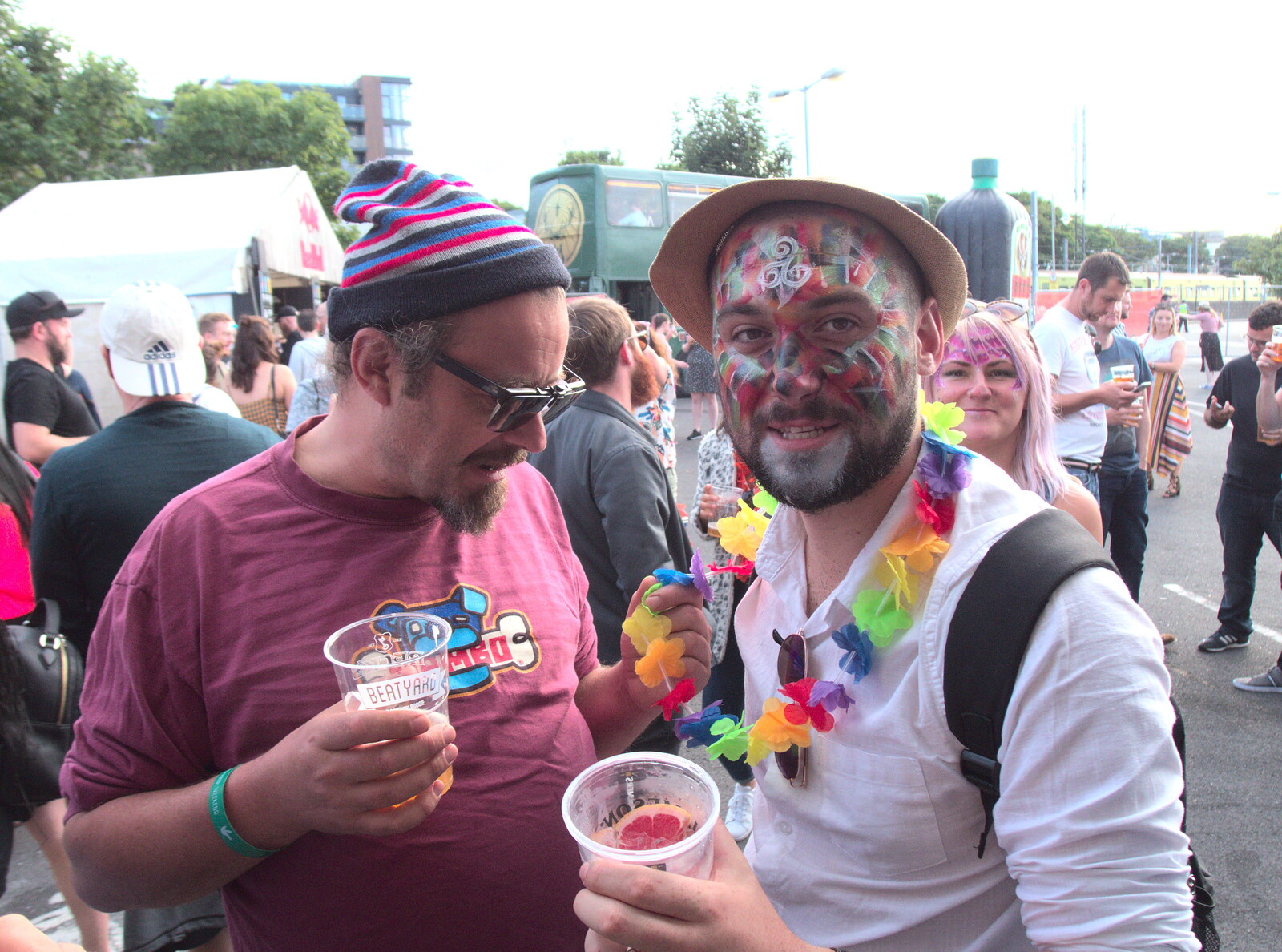 Noddy and a geezer with face paint from Beatyard Festival, Dún Laoghaire, County Dublin, Ireland - 5th August 2018