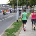 Jamie and Isobel walk down the street to the start, The Dún Laoghaire 10k Run, County Dublin, Ireland - 6th August 2018