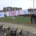 The starting line is rapidly taken down, The Dún Laoghaire 10k Run, County Dublin, Ireland - 6th August 2018