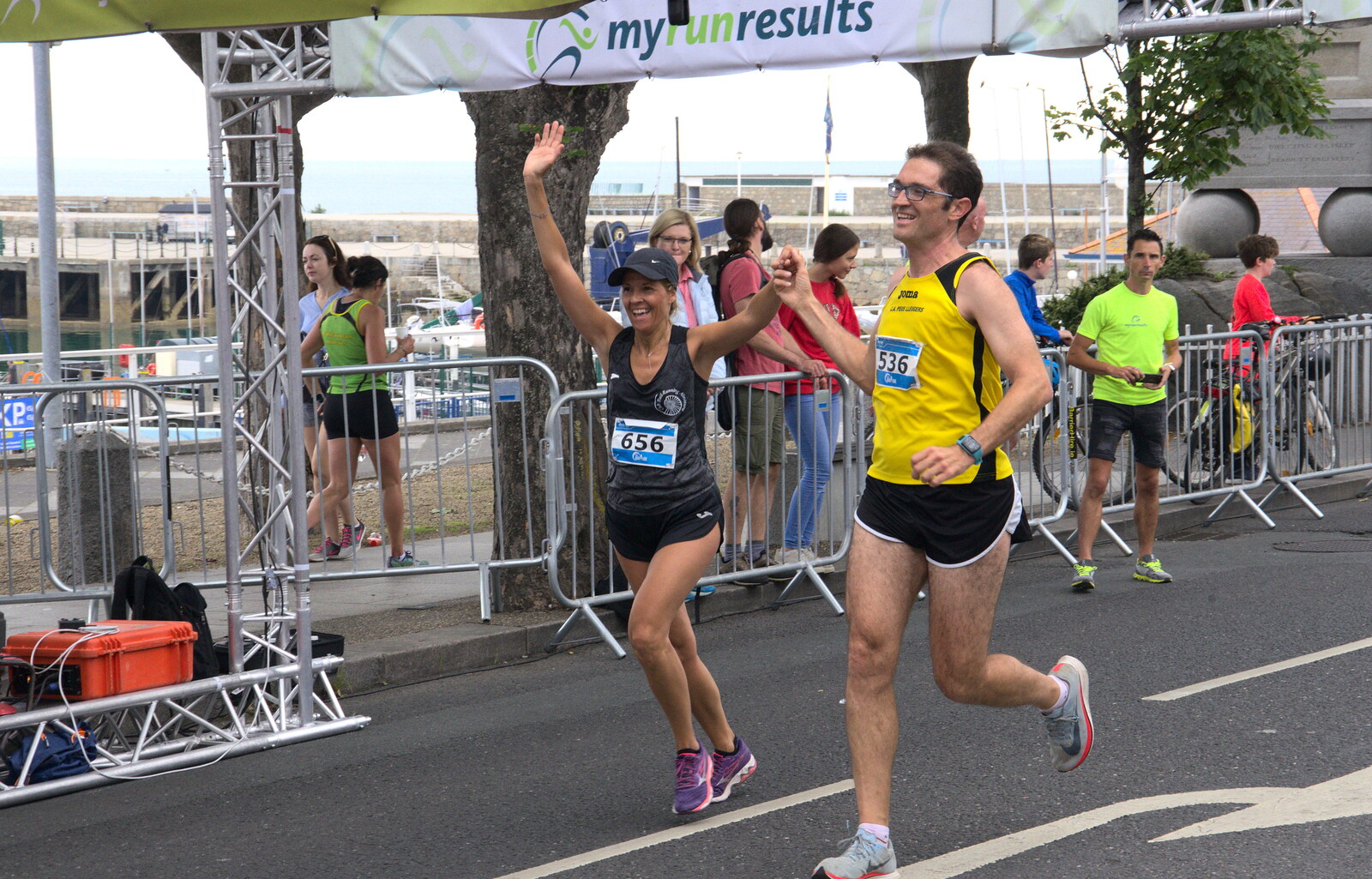 The jubilation of finishing from The Dún Laoghaire 10k Run, County Dublin, Ireland - 6th August 2018