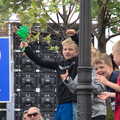 Some kids wave, The Dún Laoghaire 10k Run, County Dublin, Ireland - 6th August 2018