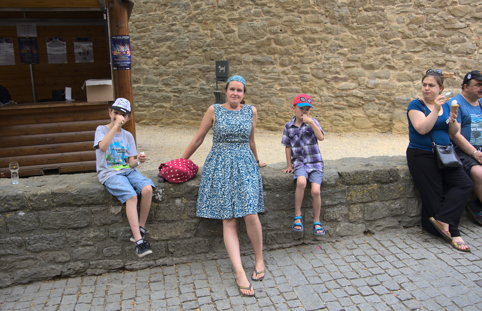 Fred, Isobel and Harry from A Trip to Carcassonne, Aude, France - 8th August 2018