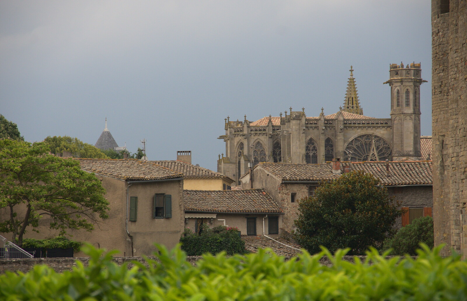 Clouds darken over the Basilique Saint-Nazaire from A Trip to Carcassonne, Aude, France - 8th August 2018
