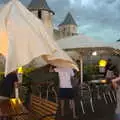 The bar staff take the parasols in, A Trip to Carcassonne, Aude, France - 8th August 2018