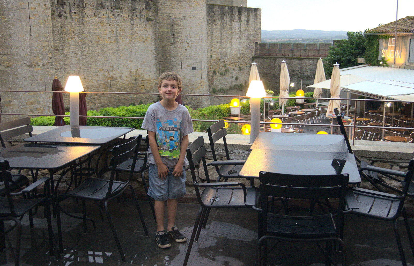 Fred stands on the balcony from A Trip to Carcassonne, Aude, France - 8th August 2018