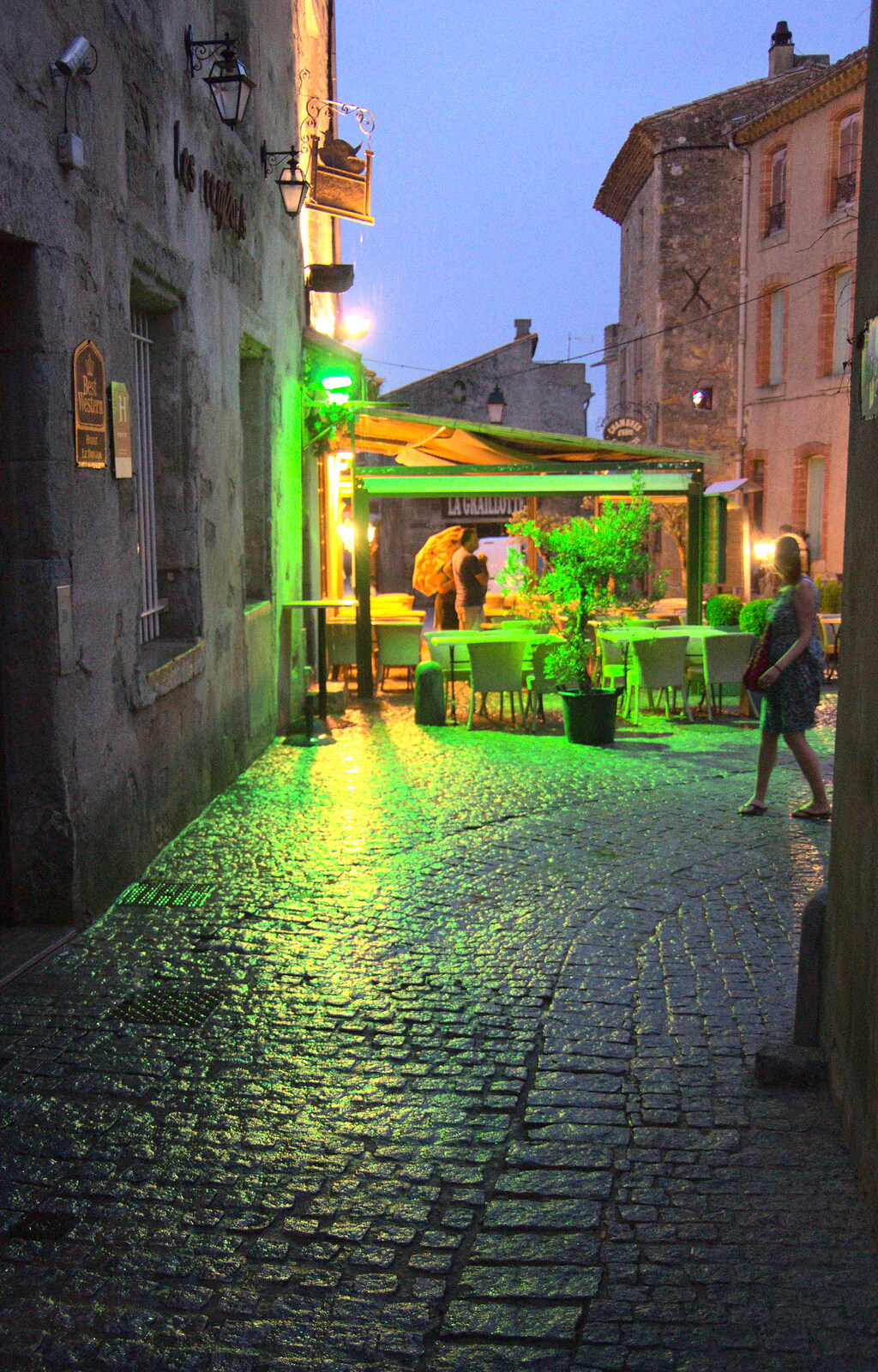 Green-lit cobbles from A Trip to Carcassonne, Aude, France - 8th August 2018