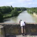 Fred peers over the side of the Pont Vieux, A Trip to Carcassonne, Aude, France - 8th August 2018