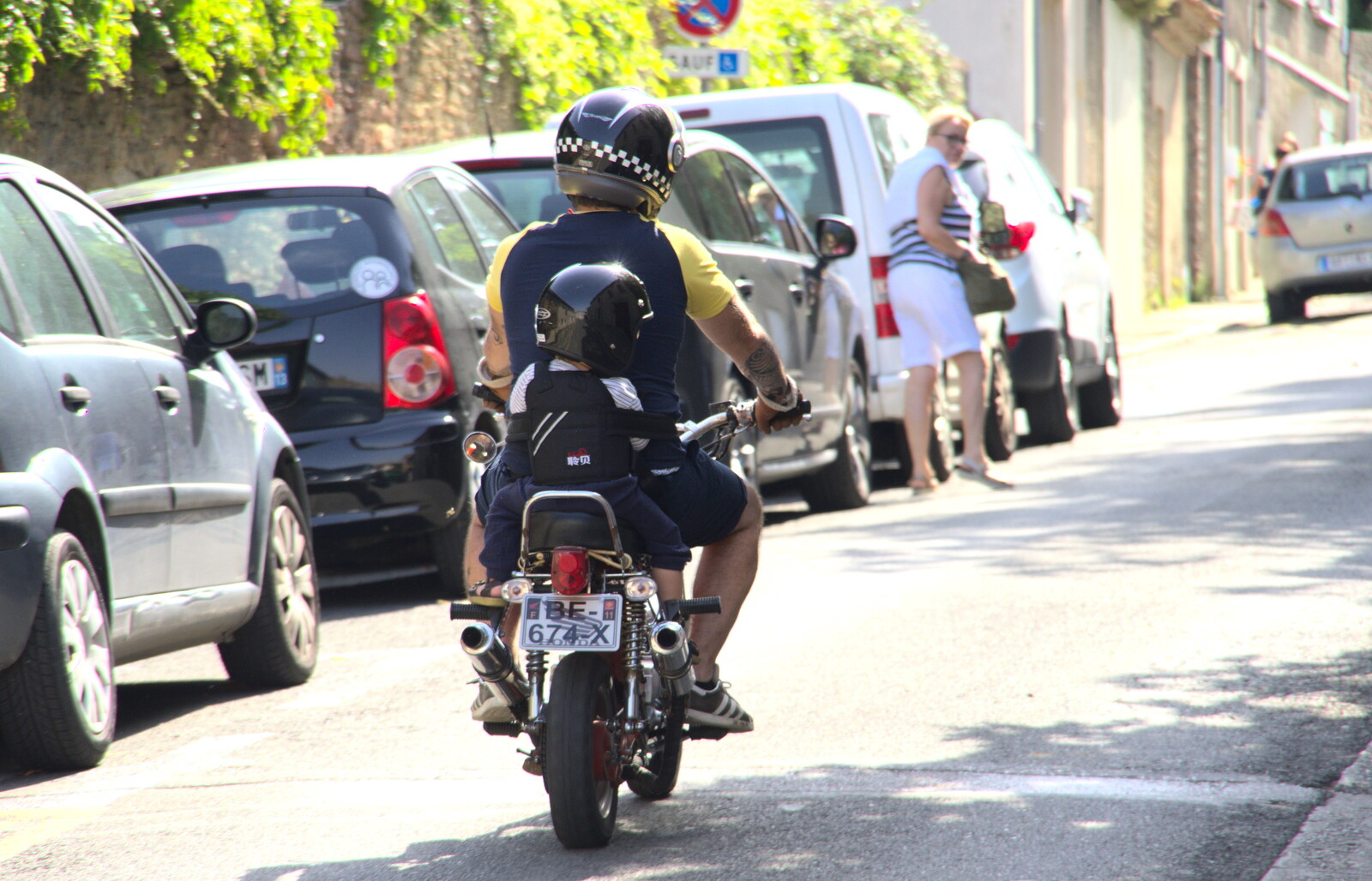 A tiny child on a moped from A Trip to Carcassonne, Aude, France - 8th August 2018