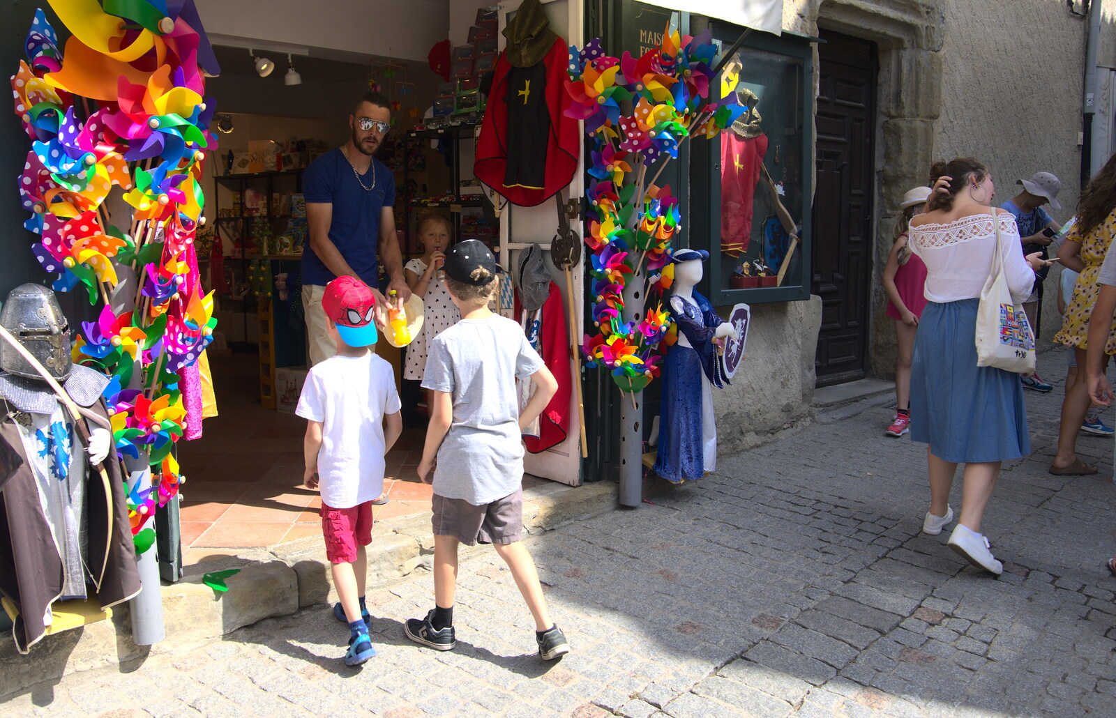 The boys find a toy shop from A Trip to Carcassonne, Aude, France - 8th August 2018