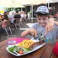 Fred, before he decides he doesn't like the sausage , A Trip to Carcassonne, Aude, France - 8th August 2018