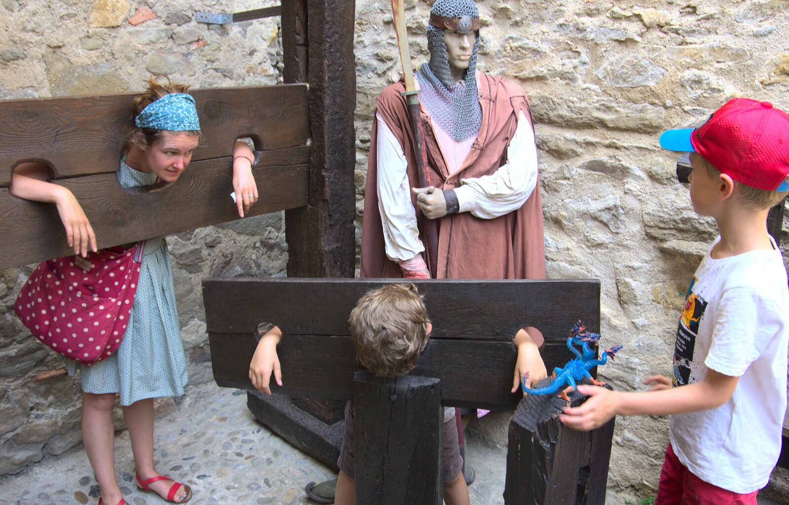 Isobel joins in at the Museum of Torture from A Trip to Carcassonne, Aude, France - 8th August 2018