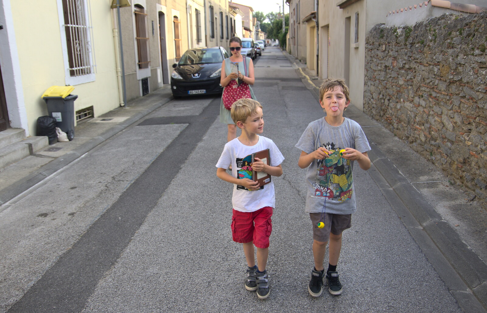 Harry and Fred on the street from A Trip to Carcassonne, Aude, France - 8th August 2018