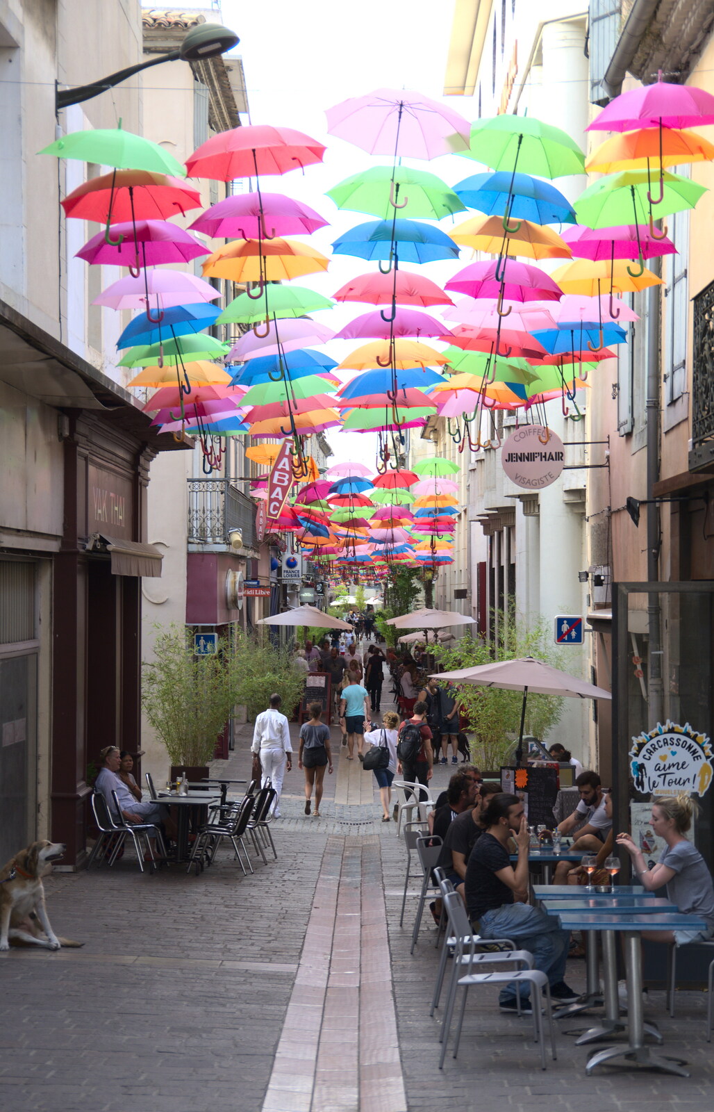 There's a display featuring hundreds of umbrellas from A Trip to Carcassonne, Aude, France - 8th August 2018