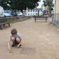 Fred plays with his jacks outside, A Trip to Carcassonne, Aude, France - 8th August 2018