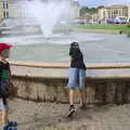 The boys play in a fountain, Abbaye Sainte-Marie de Lagrasse and The Lac de la Cavayère, Aude, France - 10th August