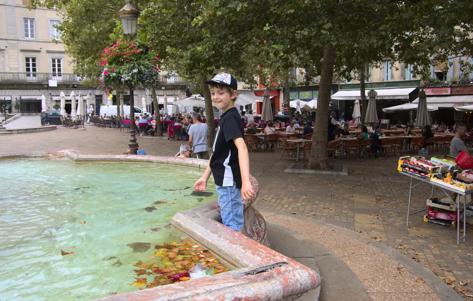 A fancy fountain in Place Carnot, from Abbaye Sainte-Marie de Lagrasse and The Lac de la Cavayère, Aude, France - 10th August