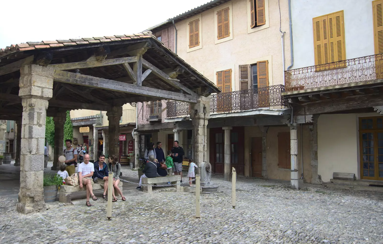 The old market square, from Abbaye Sainte-Marie de Lagrasse and The Lac de la Cavayère, Aude, France - 10th August