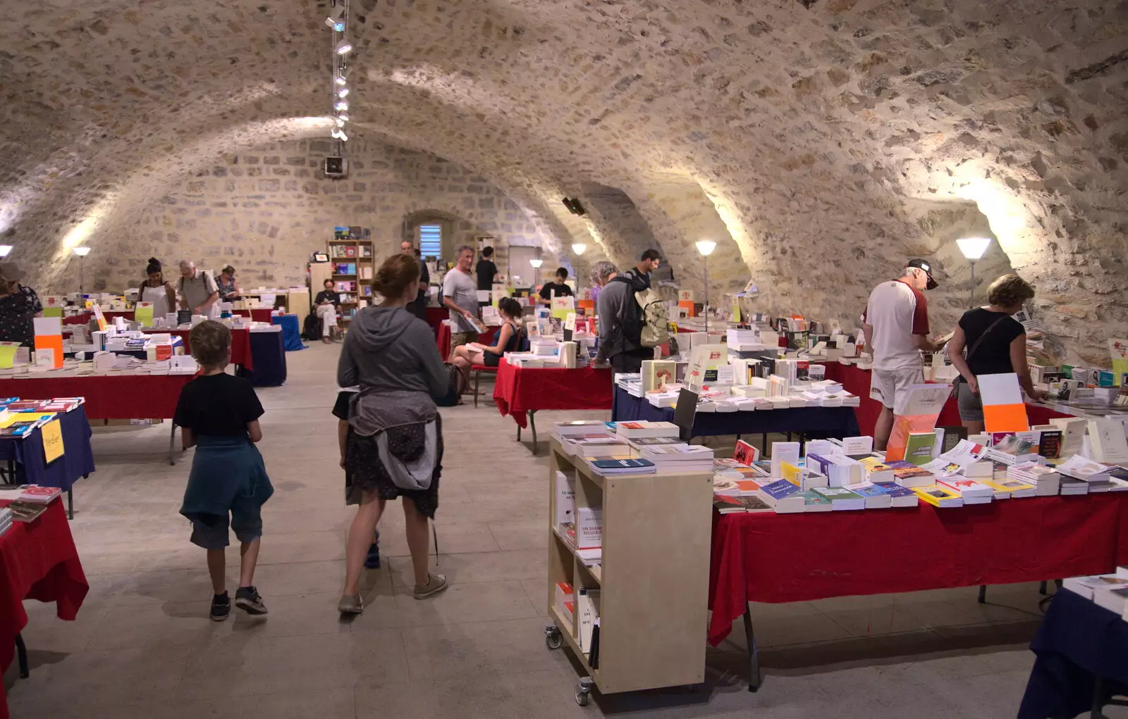 There's some sort of radical book sale going on, from Abbaye Sainte-Marie de Lagrasse and The Lac de la Cavayère, Aude, France - 10th August