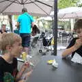 The boys eat ice cream, Abbaye Sainte-Marie de Lagrasse and The Lac de la Cavayère, Aude, France - 10th August