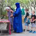 A dude in spectacularly-blue robes sells jewellry, Abbaye Sainte-Marie de Lagrasse and The Lac de la Cavayère, Aude, France - 10th August