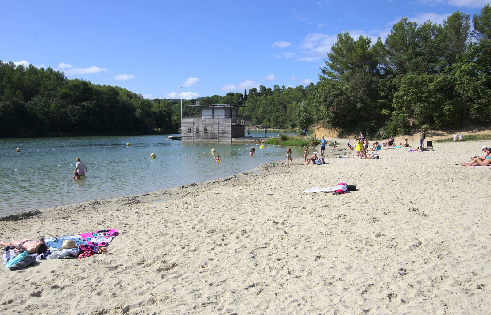 We arrive early when the beach isn't yet too busy from Abbaye Sainte-Marie de Lagrasse and The Lac de la Cavayère, Aude, France - 10th August