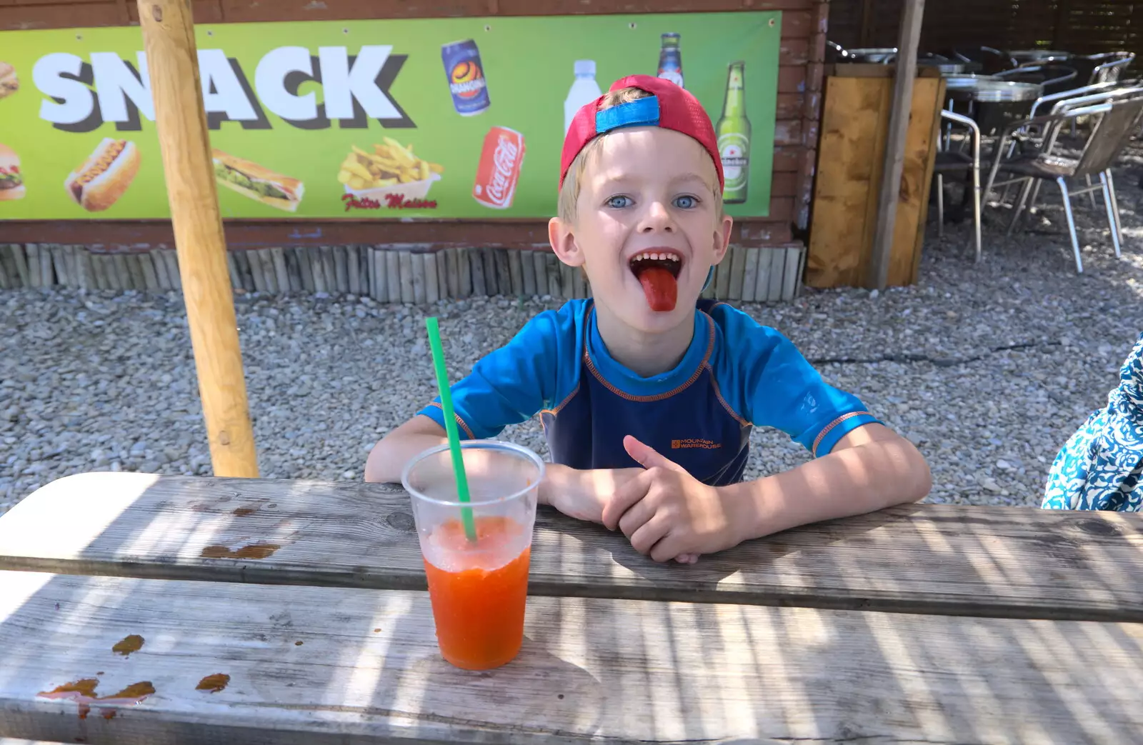 Harry's tongue is super-bright red/orange, from Abbaye Sainte-Marie de Lagrasse and The Lac de la Cavayère, Aude, France - 10th August