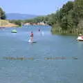 Standing surfboard-canoe things and some ducks, Abbaye Sainte-Marie de Lagrasse and The Lac de la Cavayère, Aude, France - 10th August