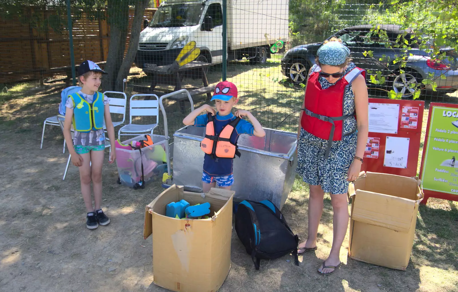 We rug up with life jackets, from Abbaye Sainte-Marie de Lagrasse and The Lac de la Cavayère, Aude, France - 10th August