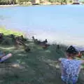 Harry feeds the ducks, Abbaye Sainte-Marie de Lagrasse and The Lac de la Cavayère, Aude, France - 10th August