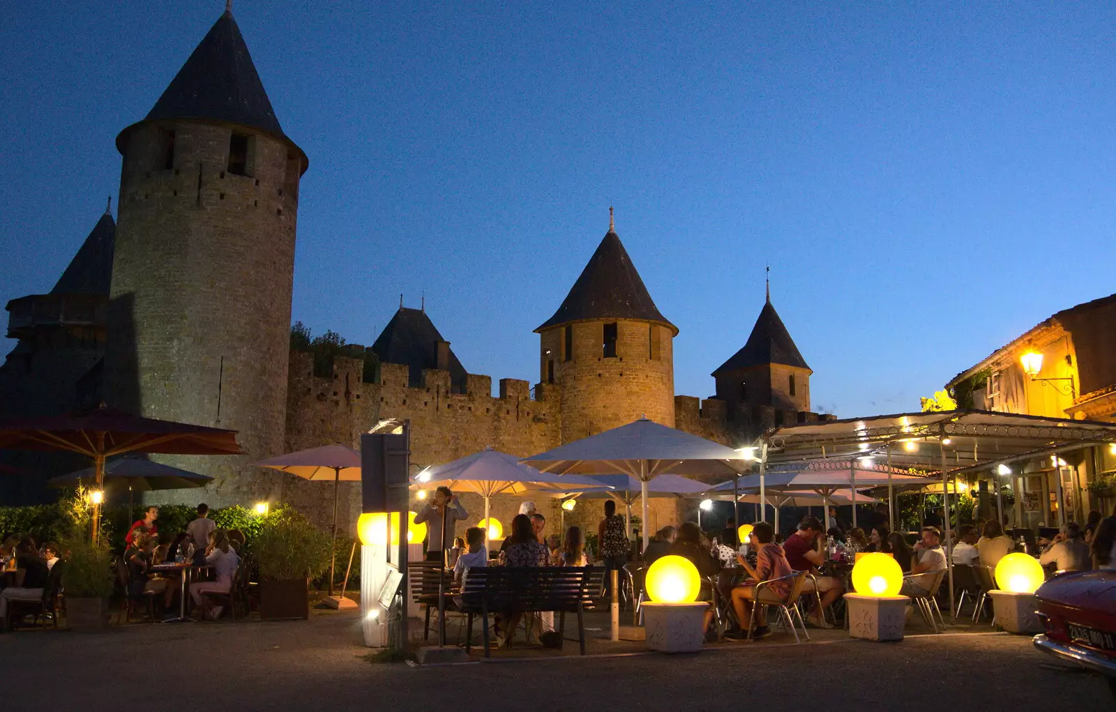 The château Comtal and the restaurant Le St. Jean, from Abbaye Sainte-Marie de Lagrasse and The Lac de la Cavayère, Aude, France - 10th August