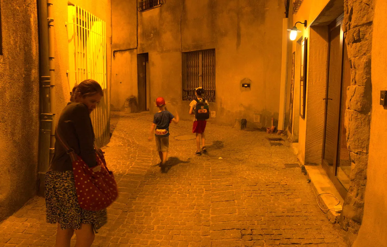 Wandering back through the sodium lights, from Abbaye Sainte-Marie de Lagrasse and The Lac de la Cavayère, Aude, France - 10th August