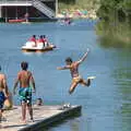 Some boys hurl themselves off the pedalo pier, Le Gouffre Géant and Grotte de Limousis, Petanque and a Lightning Storm, Languedoc, France - 12th August 2018