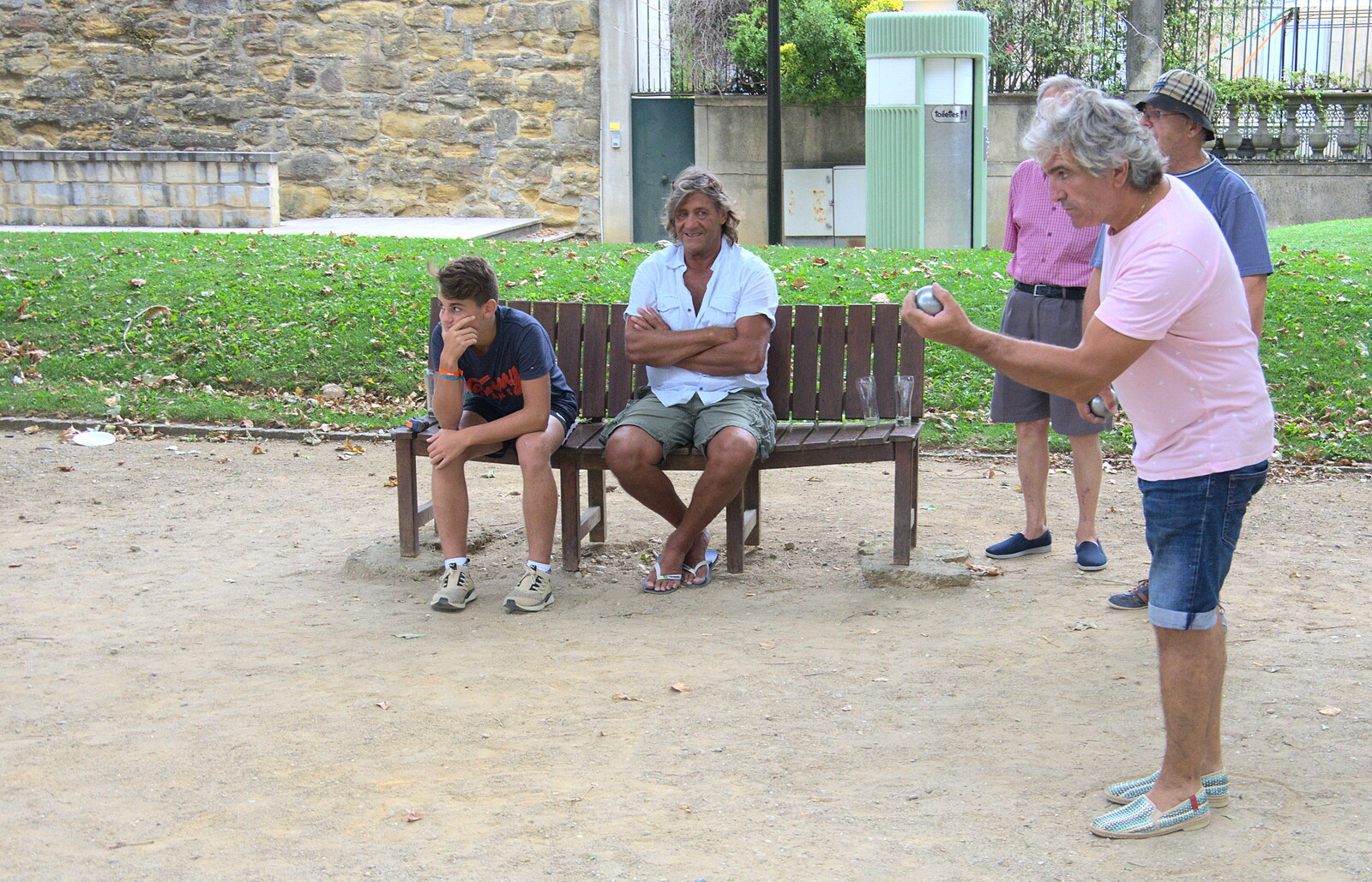 The game of boules is on from Le Gouffre Géant and Grotte de Limousis, Petanque and a Lightning Storm, Languedoc, France - 12th August 2018
