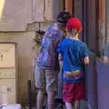 The boys look for lizards in the drainpipes, Le Gouffre Géant and Grotte de Limousis, Petanque and a Lightning Storm, Languedoc, France - 12th August 2018