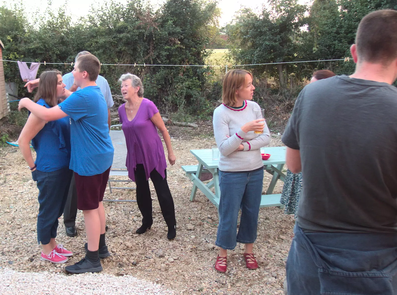 Matthew gives Claire a bear hug, from A Summer Party, Brome, Suffolk - 18th August 2018