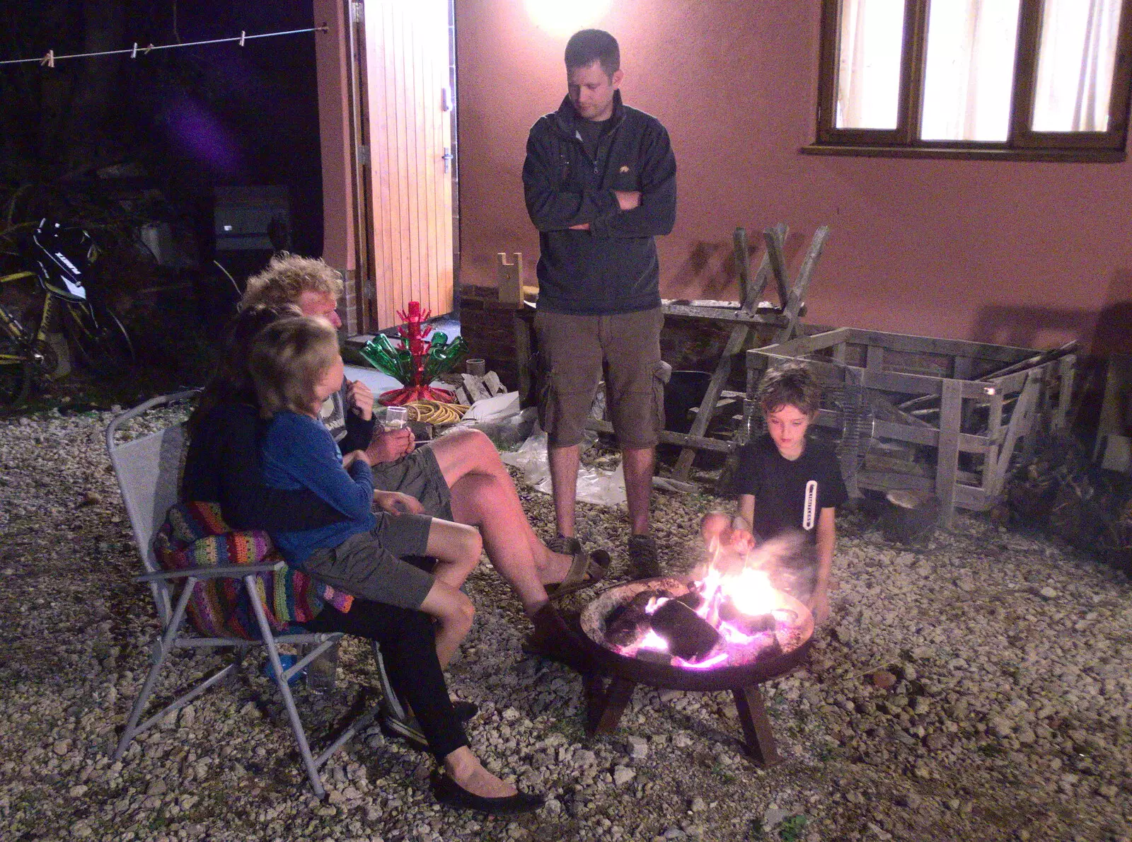 The Boy Phil lurks as Fred does a marshmallow, from A Summer Party, Brome, Suffolk - 18th August 2018