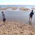 The boys paddle in a lagoon, A Day on the Beach, Southwold, Suffolk - 25th August 2018