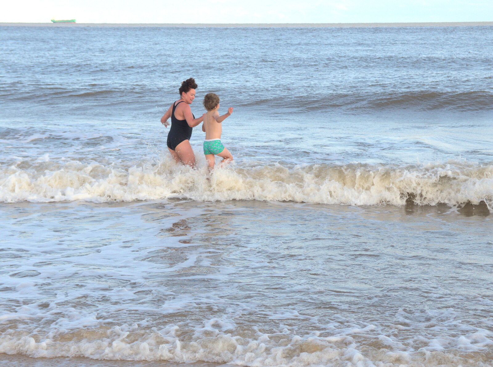 Evelyn and Fred do a spot of swimming from A Day on the Beach, Southwold, Suffolk - 25th August 2018