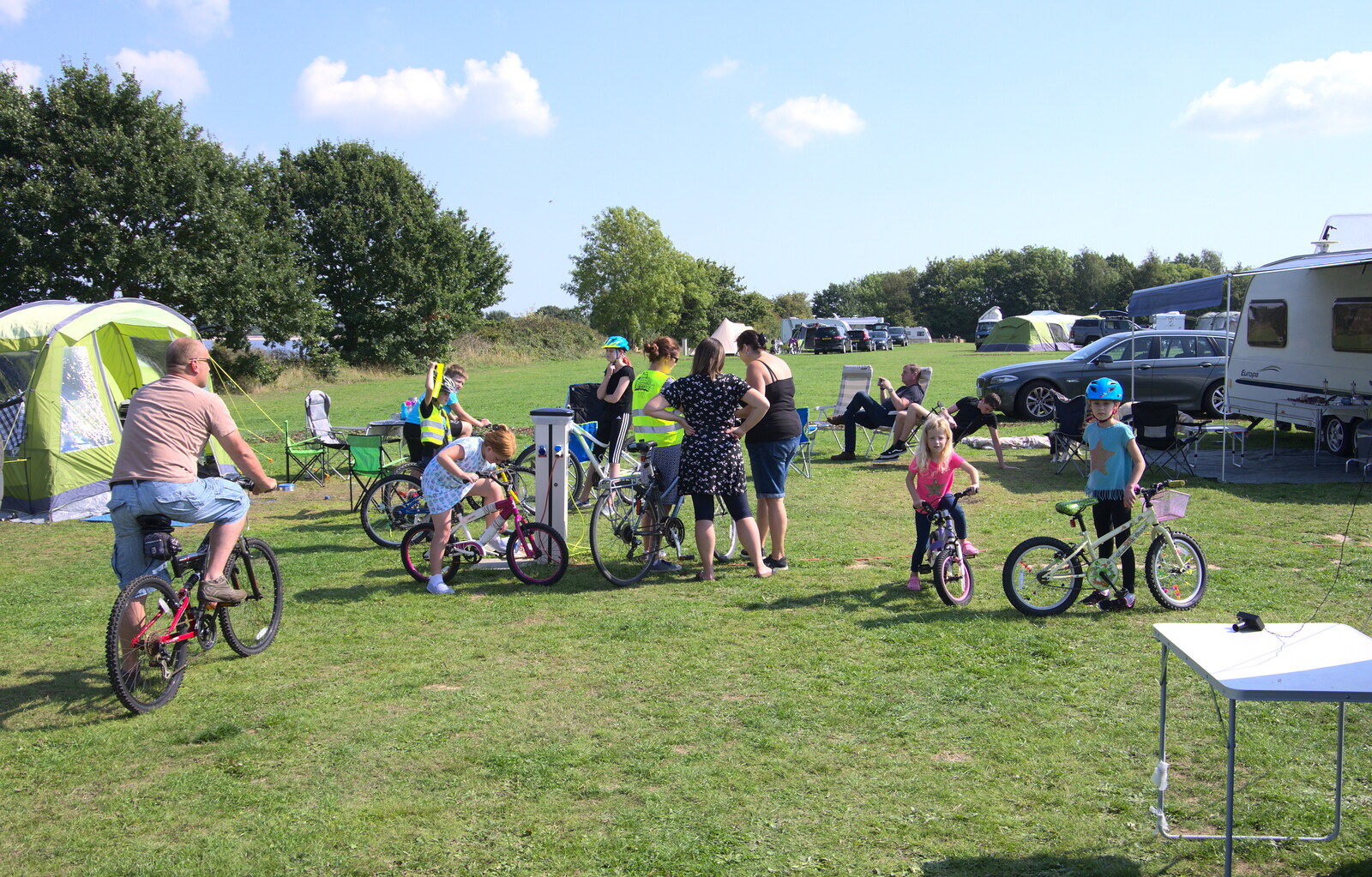 Everyone assembles for a bike ride from A Spot of Camping, Alton Water, Stutton, Suffolk - 1st September 2018