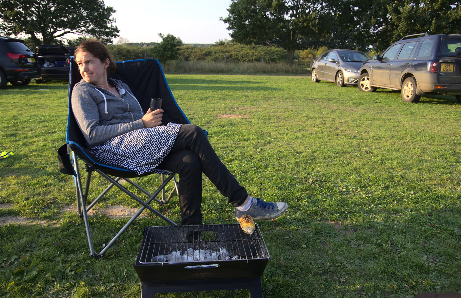 Isobel looks round from A Spot of Camping, Alton Water, Stutton, Suffolk - 1st September 2018