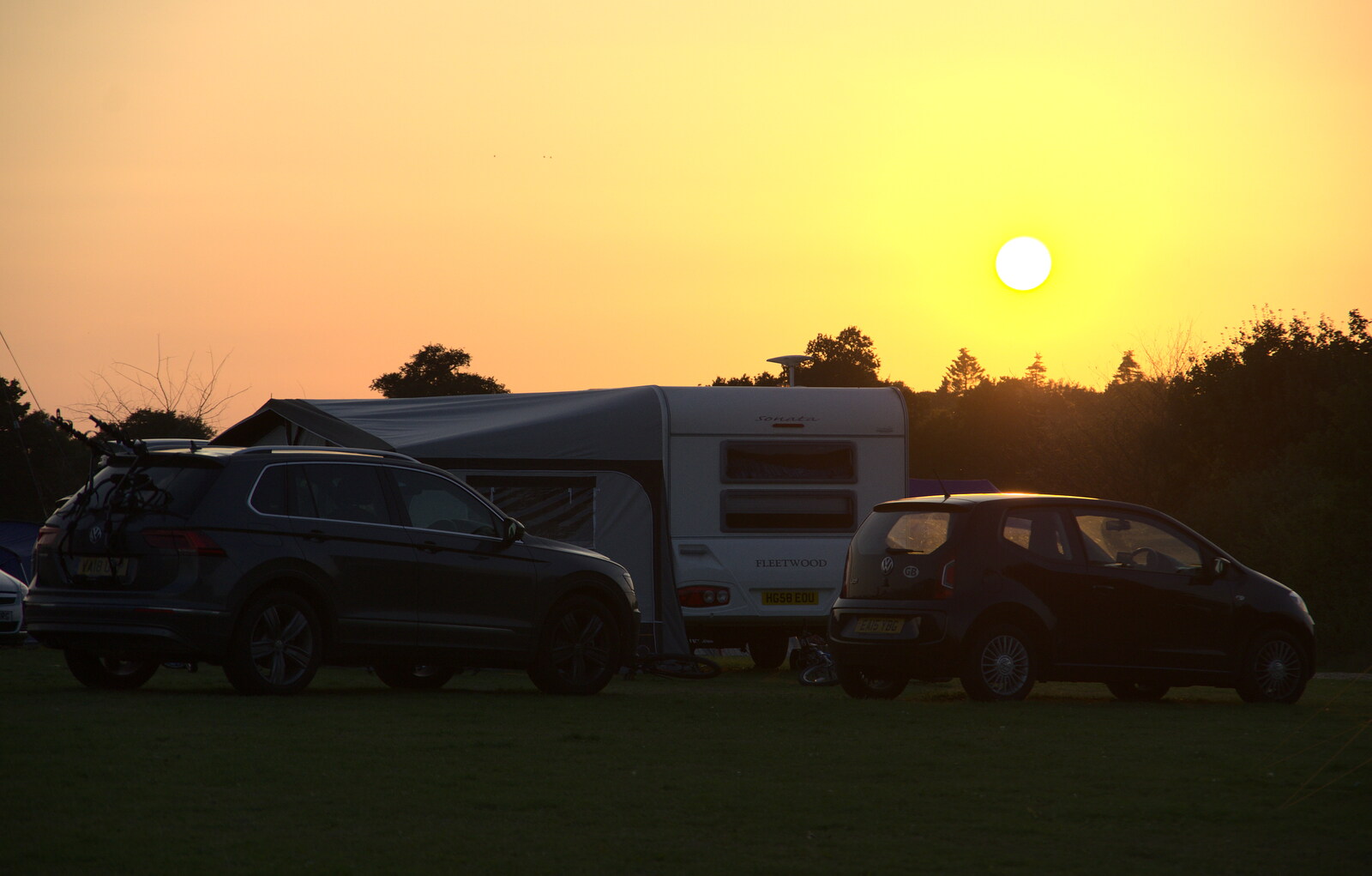 Sunset over a caravan from A Spot of Camping, Alton Water, Stutton, Suffolk - 1st September 2018