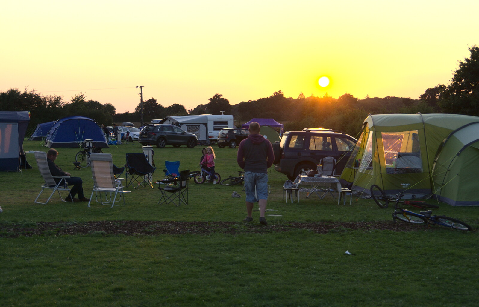 Our pitches in the sunset from A Spot of Camping, Alton Water, Stutton, Suffolk - 1st September 2018